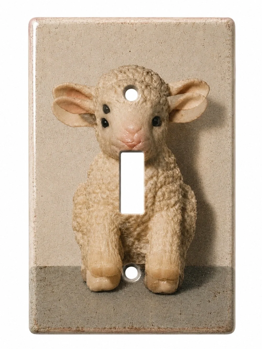 Cute Lamb Decorative Light Switch Cover - Cream